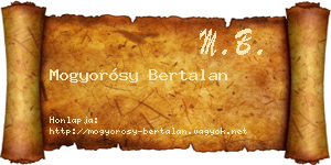 Mogyorósy Bertalan névjegykártya